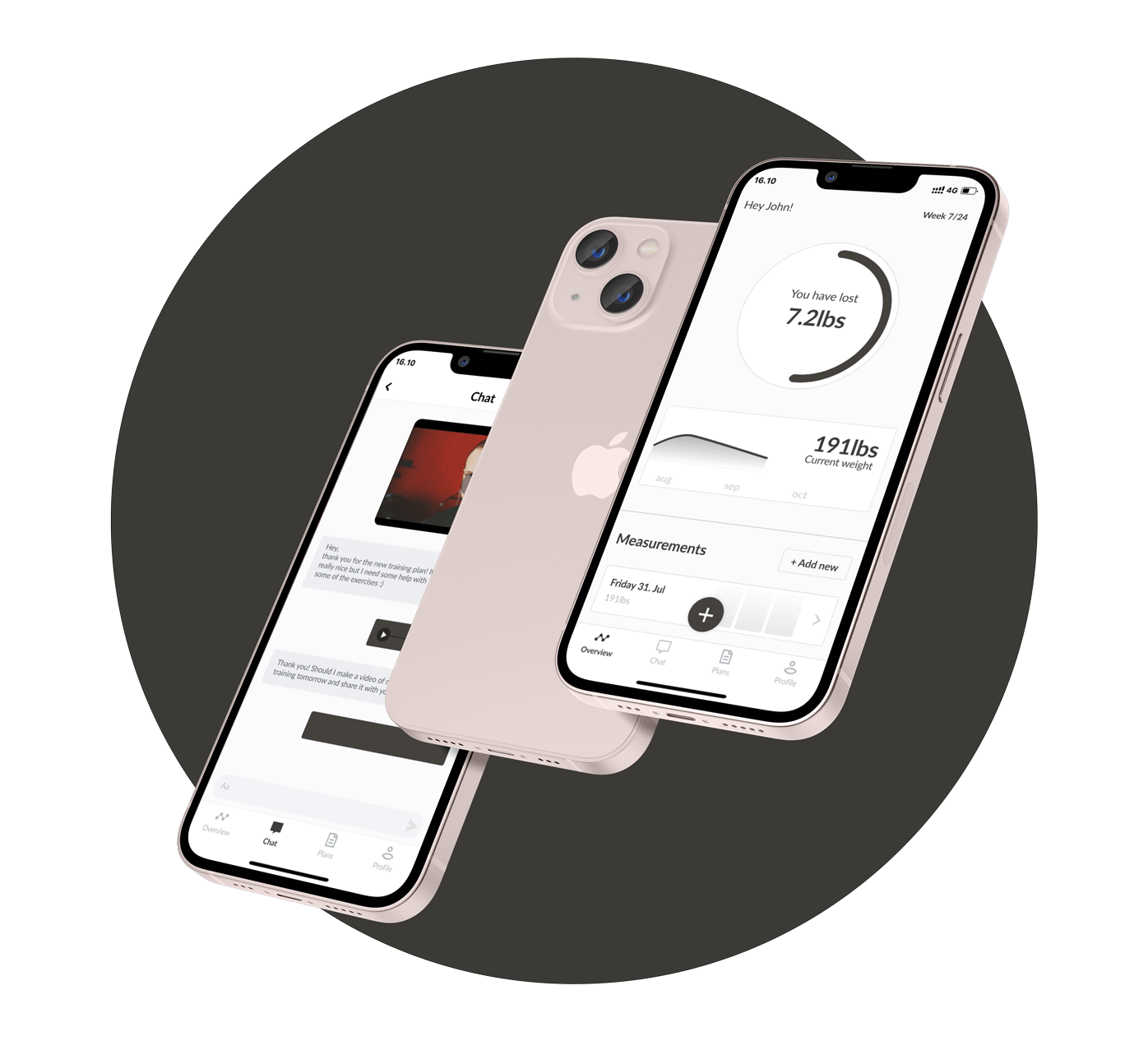 3 iphones displaying the app